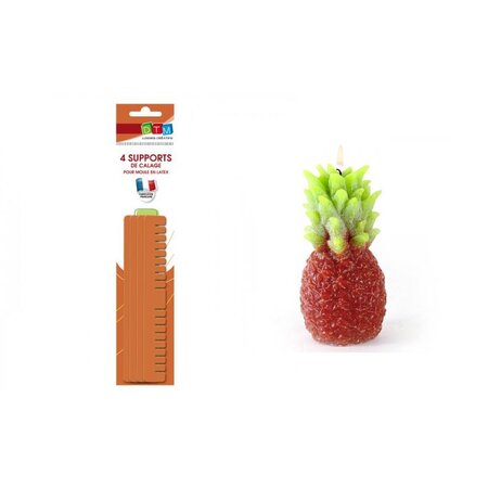 Moule à bougie Ananas en latex + supports de calage