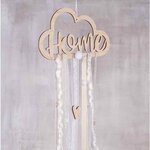 Kit: pendentif bois av.rubans "home"  crème  pendentif bois:22x12 5cm  1 kit