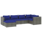 vidaXL Salon de jardin 6 Pièces avec coussins résine tressée gris