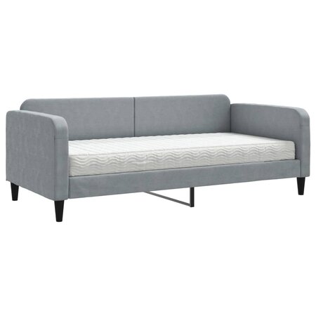vidaXL Lit de jour avec matelas gris clair 90x200 cm tissu