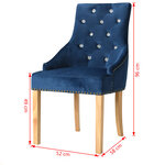 vidaXL Chaises à manger lot de 2 bleu chêne massif et velours