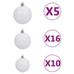 vidaXL Set de boules de Noël avec pic et 300 LED 120Pièces Blanc et gris