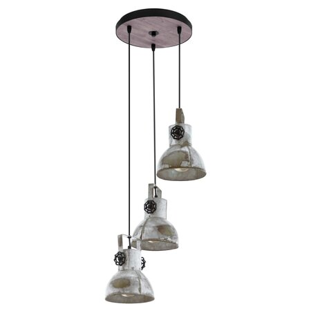 Eglo lampe suspendue barnstaple 3 lampes patine marron et noir