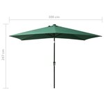 vidaXL Parasol avec LED et mât en acier Vert 2x3 m