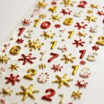 Stickers mousse 3D - Numéros pour Calendrier de l'Avent à paillettes