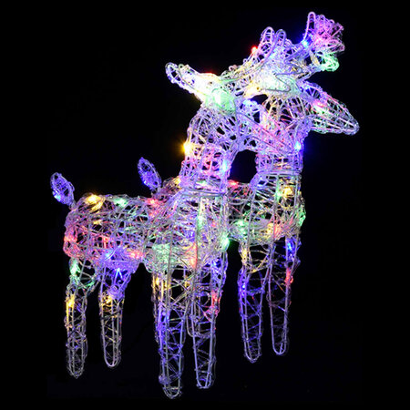 vidaXL Rennes de Noël 2 Pièces 80 LED Multicolore Acrylique