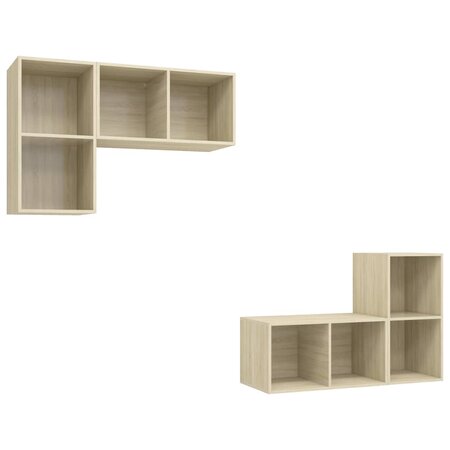 vidaXL Meubles TV muraux 4 Pièces Chêne sonoma Aggloméré