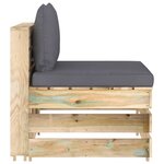 vidaXL Salon de jardin 3 Pièces avec coussins Bois imprégné de vert