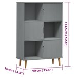 vidaXL Bibliothèque MOLDE Gris 90x35x133 5 cm Bois massif de pin