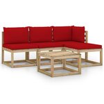 vidaXL Salon de jardin 5 Pièces avec coussins rouge