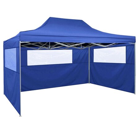 vidaXL Tente pliable avec 3 parois 3 x 4 5 m Bleu