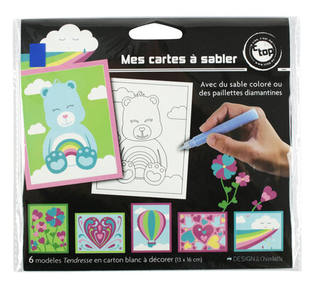 Cartes sable ou paillette Tendresse x 6 pièces Activités Enfant