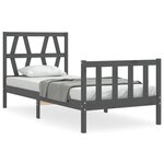 vidaXL Cadre de lit avec tête de lit gris simple bois massif