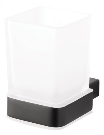 Porte-verre carré NERO en laiton noir et verre 6,4 x10 x9,7 cm