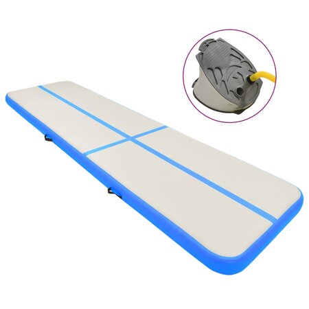 vidaXL Tapis gonflable de gymnastique avec pompe 800x100x15cm PVC Bleu