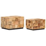 vidaXL Tables basses 2 Pièces avec design de blocs Bois de manguier brut