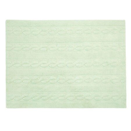 Tapis coton motif tresse - vert - 120 x 160