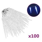 vidaXL Guirlande lumineuse à glaçons de Noël 100 Pièces Bleu Acrylique