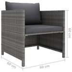 vidaXL Salon de jardin 12 Pièces avec coussins Résine tressée Gris