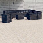 vidaXL Salon palette de jardin 12 Pièces Bois de pin massif Gris foncé