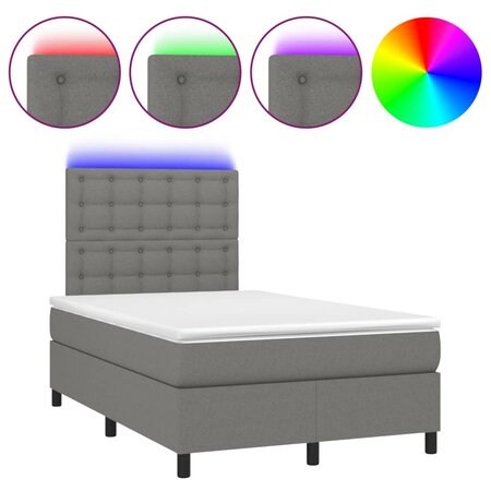vidaXL Sommier tapissier et matelas et LED Gris foncé 120x200 cm Tissu