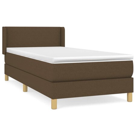 vidaXL Lit à sommier tapissier avec matelas Marron foncé 90x200 cm