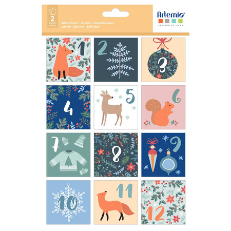 Stickers Carrés Pour Calendrier de l'Avent - Animaux