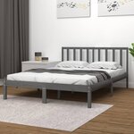 vidaXL Cadre de lit Gris Bois de pin massif 140x190 cm