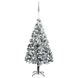 vidaXL Arbre de Noël artificiel pré-éclairé et boules vert 180 cm PVC