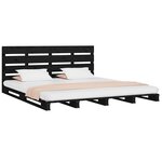 vidaXL Cadre de lit Noir 135x190 cm Bois de pin massif Double