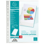 Sachet De 100 Pochettes Perforées Polypropylène Grainé 5/100e - A4 - Cristal - X 10 - Exacompta