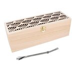Boîte à thé en bois 30 x 10 cm + paille inox avec filtre