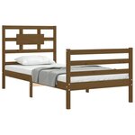 vidaXL Cadre de lit tête de lit marron miel 100x200 cm bois massif