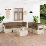vidaXL Salon de jardin palette 6 Pièces avec coussins Épicéa imprégné