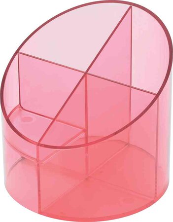 Multipot à crayon Economy 4 compartiments D 110 mm H 105 mm Transparent Rouge HELIT
