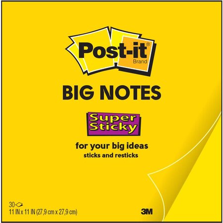 Big notes super sticky  bn11-eu  30 feuilles  jaune fluo  27 9 x 27 9 cm (bloc 30 feuilles)