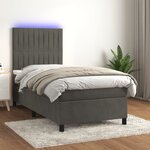 vidaXL Sommier tapissier et matelas et LED Gris foncé 80x200cm Velours