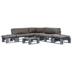 vidaXL Salon palette de jardin 6 Pièces avec coussins gris bois