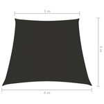 vidaXL Voile de parasol Tissu Oxford trapèze 3/4x3 m Anthracite