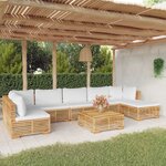 vidaXL Salon de jardin 8 Pièces avec coussins Bois de teck solide