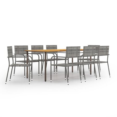 vidaXL Ensemble à dîner de jardin 9 Pièces Résine tressée Anthracite
