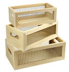 Caissette en bois grillagée 21 5 x 8 x 12 cm x 3 pièces