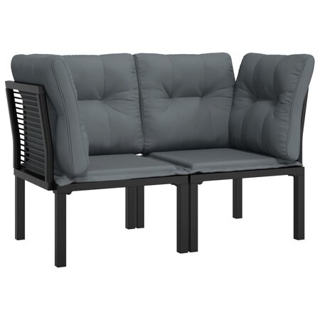 vidaXL Chaises d'angle de jardin avec coussins 2 Pièces noir/gris