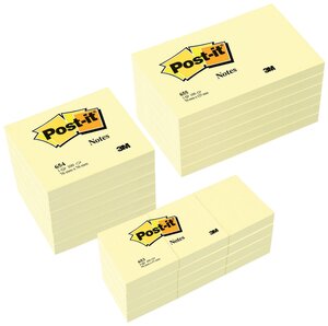 Pack notes vorteils  jaune 24 blocs différentes tailles post-it