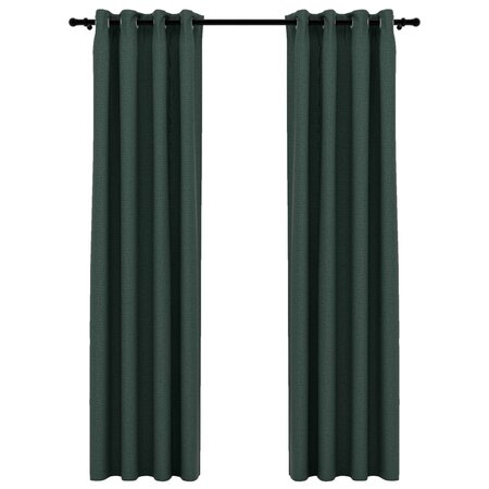 vidaXL Rideaux occultants Aspect lin avec œillets 2 Pièces Vert 140x245cm