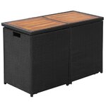 vidaXL Salon de jardin encastrable 3 Pièces avec coussins Rotin Noir