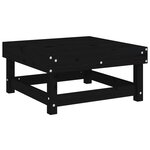 vidaXL Repose-pieds de jardin et coussins 2Pièces noir bois de pin massif