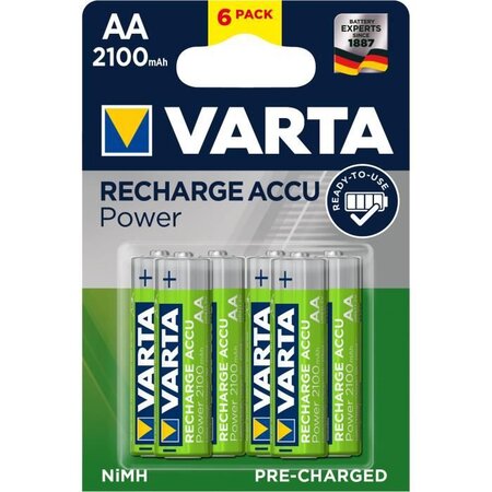VARTA Pack de 6 batteries rechargeables Accus AA 2100 mAh 1,2V Ni-Mh