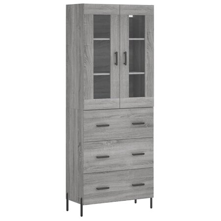 vidaXL Buffet haut Sonoma gris 69 5x34x180 cm Bois d'ingénierie