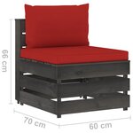 vidaXL Salon de jardin 6 Pièces avec coussins Bois imprégné de gris
